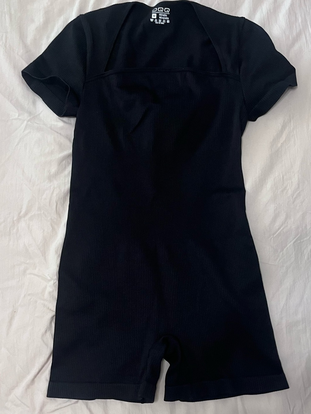 Women's Black Ribbed Short Jumpsuit